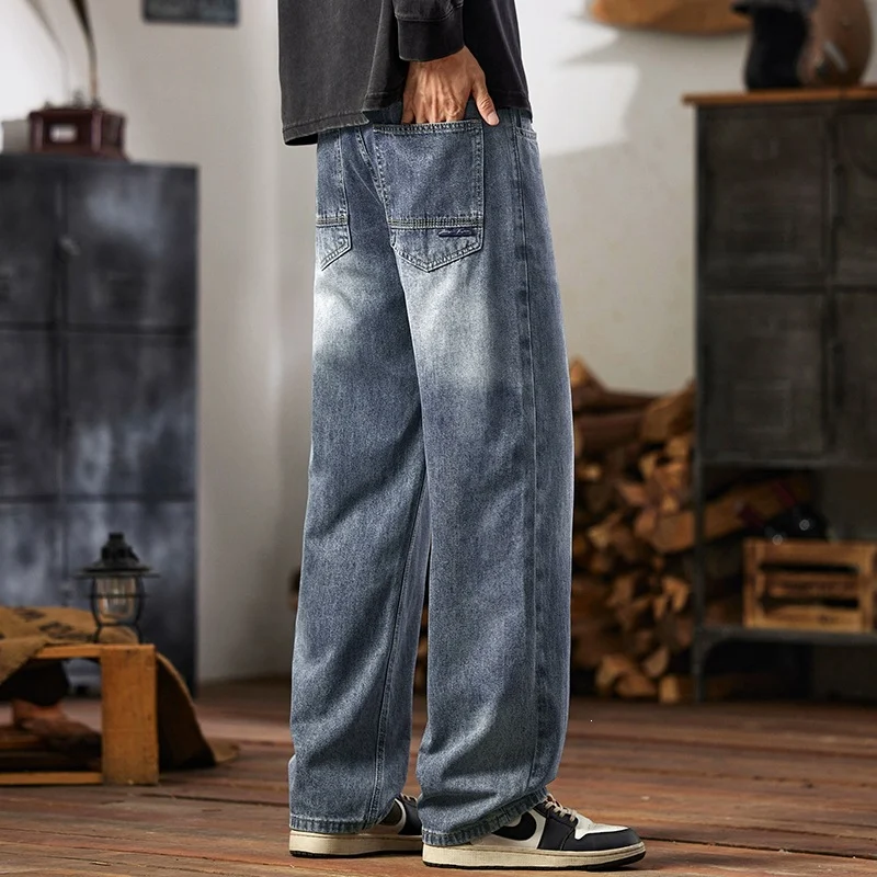 Mens Relaxed-fit Wide-leg Casual Straight-leg Pants — image 8