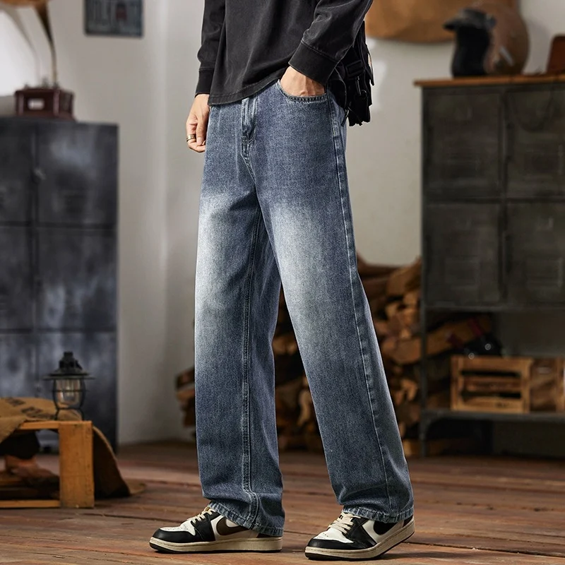 Mens Relaxed-fit Wide-leg Casual Straight-leg Pants — image 4