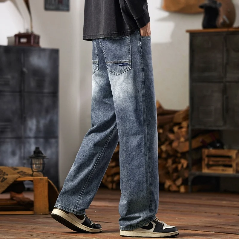 Mens Relaxed-fit Wide-leg Casual Straight-leg Pants — image 7