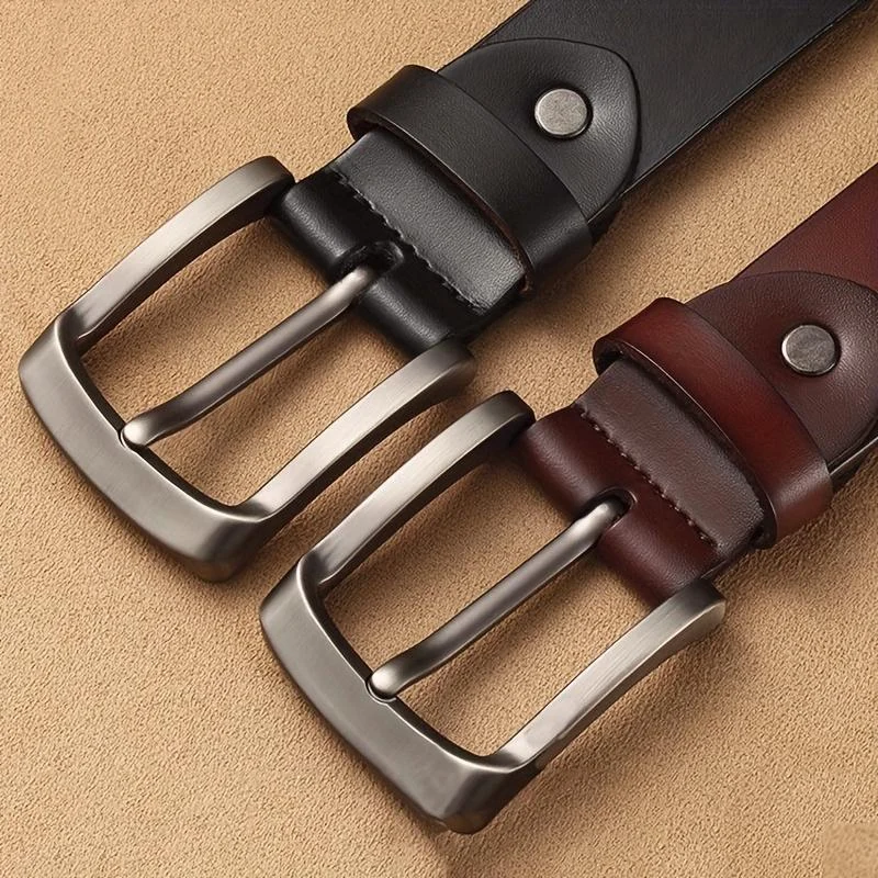 Mens Retro Pin-clasp Day-clasp Leather Belt — image 4