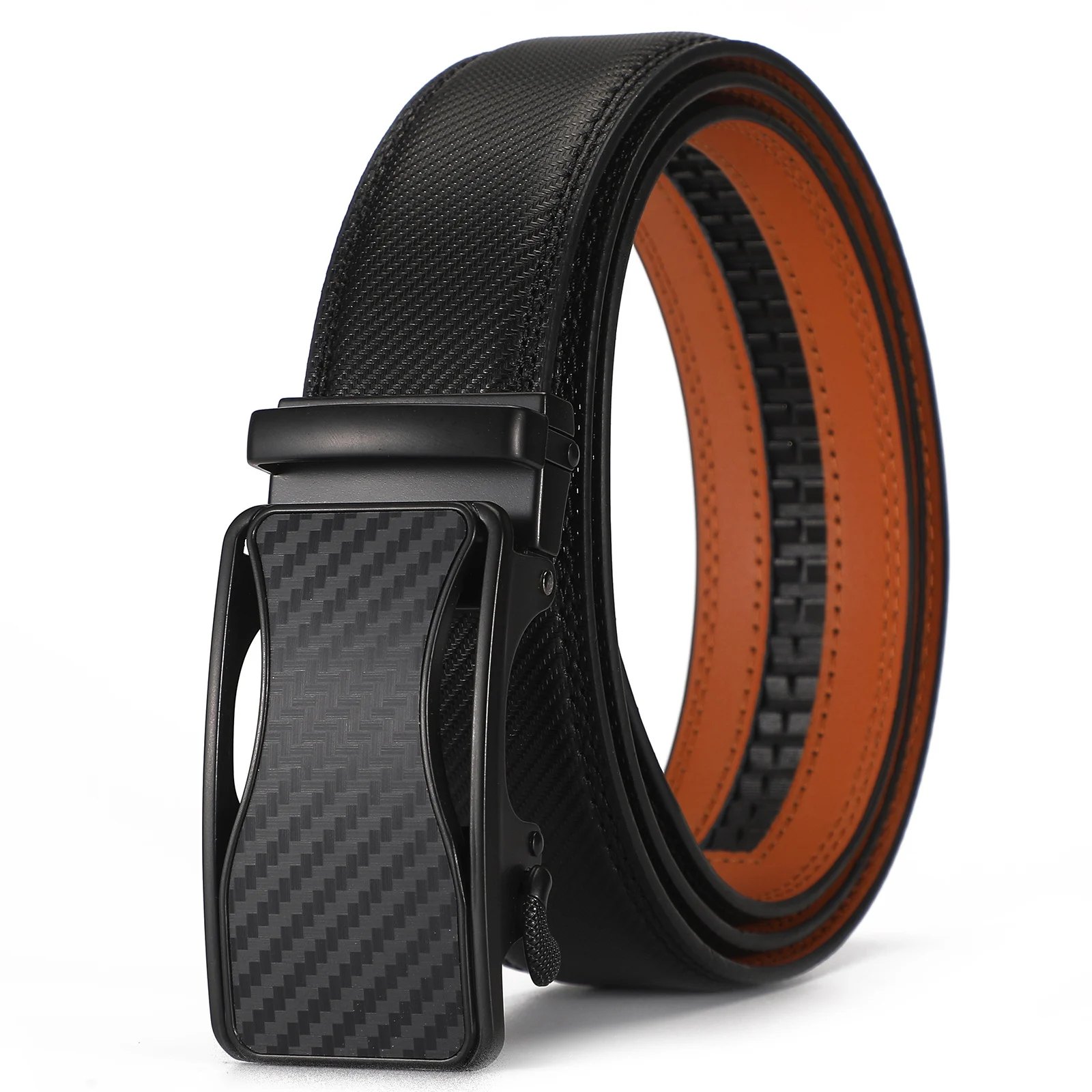 Mens Second-layer Leather Belt With Automatic Buckle — image 3