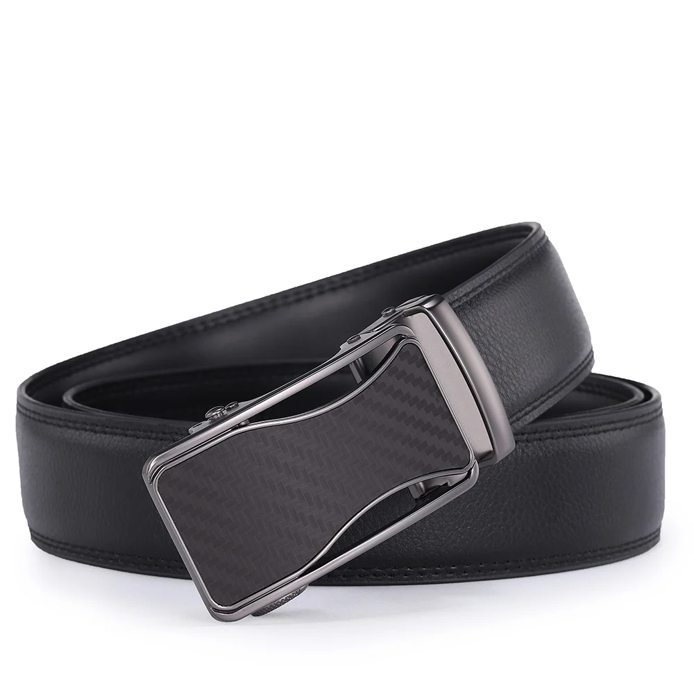 Mens Second-layer Leather Belt With Automatic Buckle — image 4