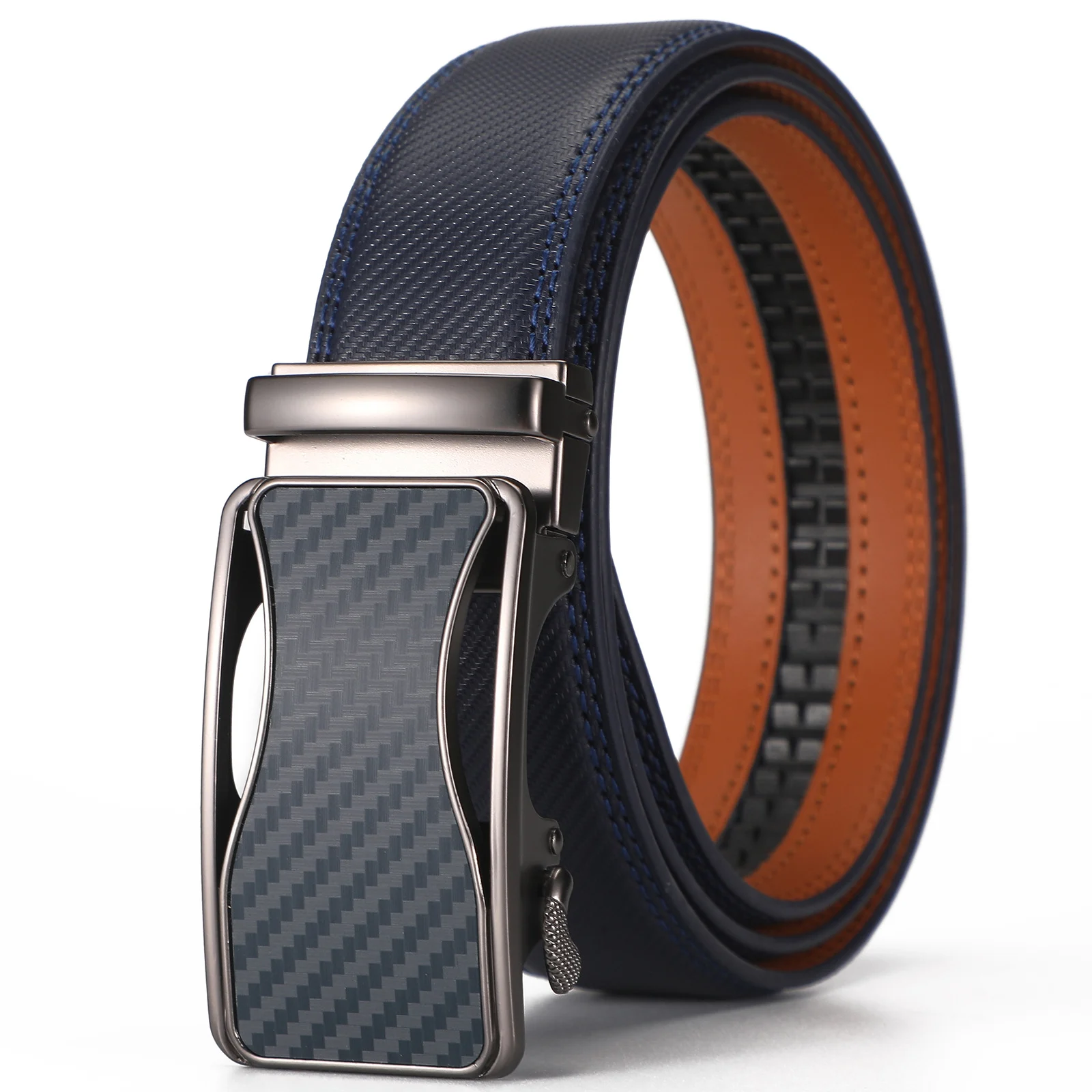 Mens Second-layer Leather Belt With Automatic Buckle — image 6