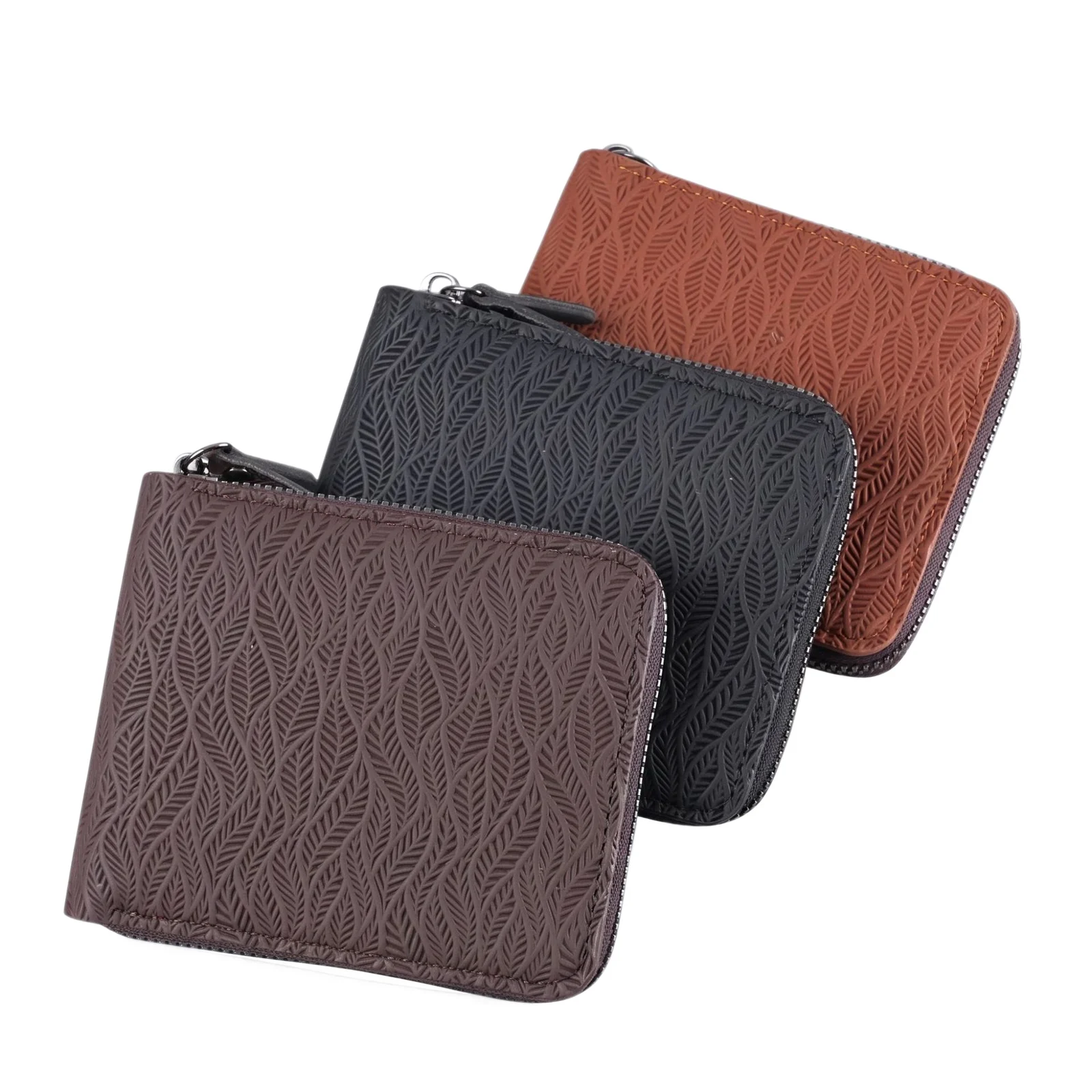 Mens Short Zip-around PU Leather Multi-card Wallet — image 4