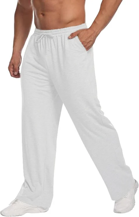 Mens Solid-color Drawstring Straight-leg Sweatpants — image 14