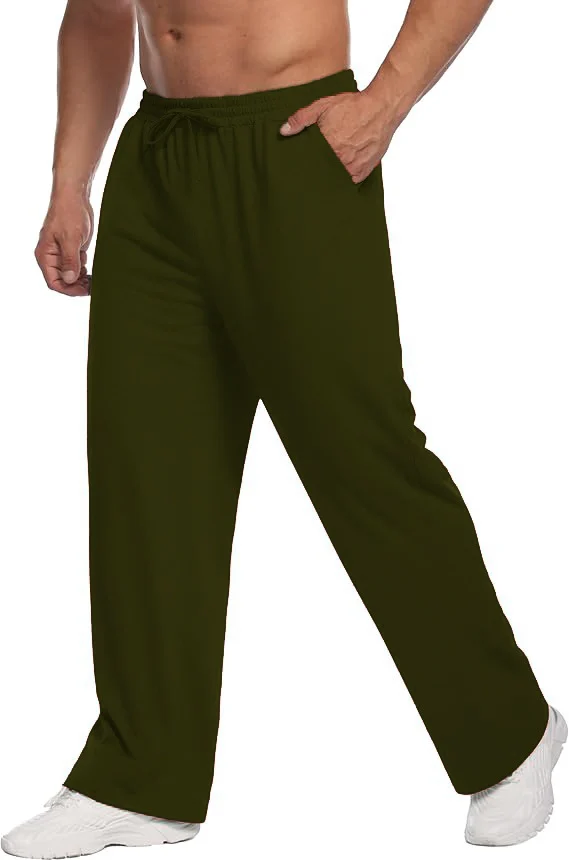 Mens Solid-color Drawstring Straight-leg Sweatpants — image 17