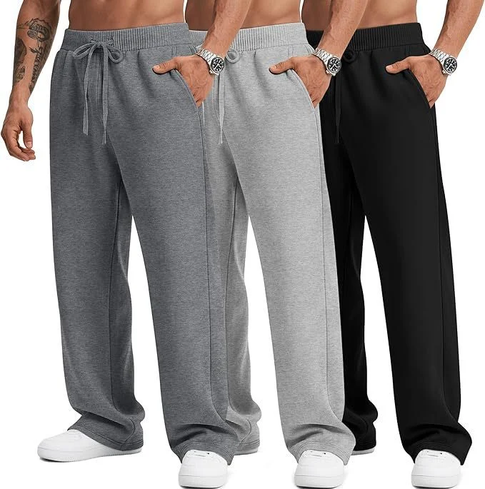 Mens Solid-color Drawstring Straight-leg Sweatpants — image 18