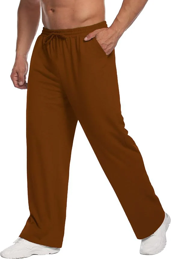 Mens Solid-color Drawstring Straight-leg Sweatpants — image 16