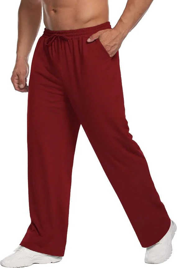 Mens Solid-color Drawstring Straight-leg Sweatpants — image 13