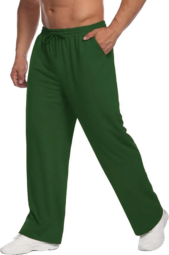 Mens Solid-color Drawstring Straight-leg Sweatpants — image 7