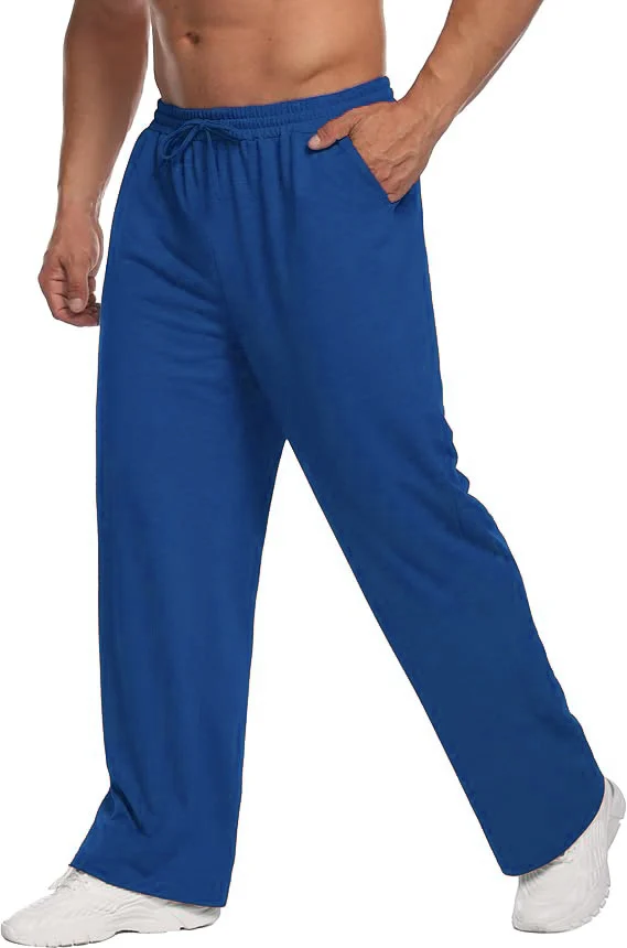 Mens Solid-color Drawstring Straight-leg Sweatpants — image 6