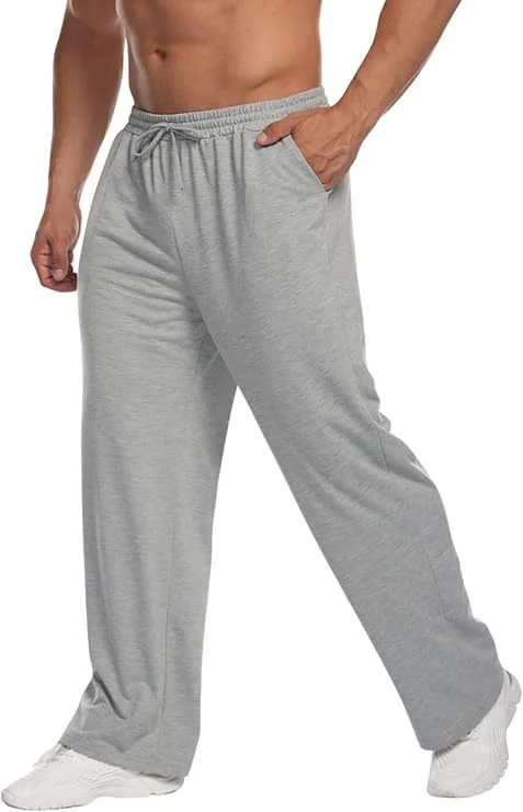 Mens Solid-color Drawstring Straight-leg Sweatpants — image 10