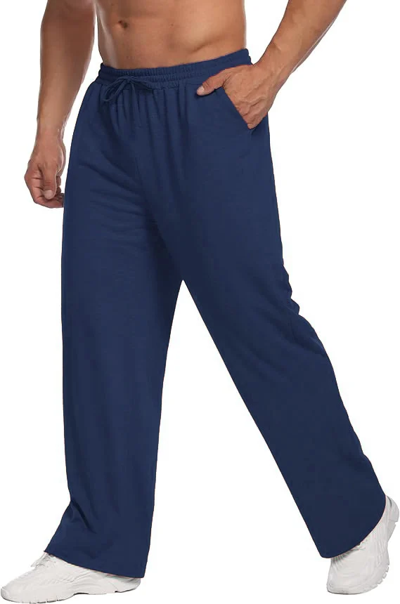 Mens Solid-color Drawstring Straight-leg Sweatpants — image 12
