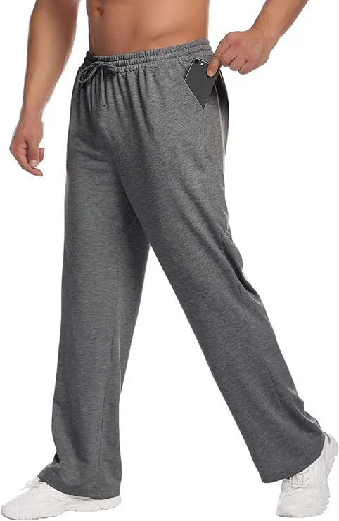 Mens Solid-color Drawstring Straight-leg Sweatpants — image 11
