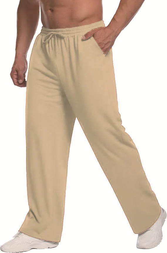 Mens Solid-color Drawstring Straight-leg Sweatpants — image 15