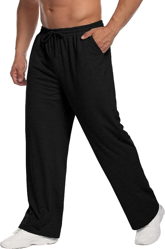 Mens Solid-color Drawstring Straight-leg Sweatpants — image 9