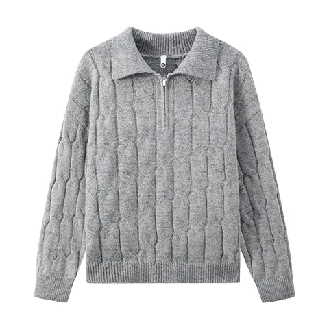Mens Solid-color Loose-fit Lapel Sweater For Fall And Winter — image 6