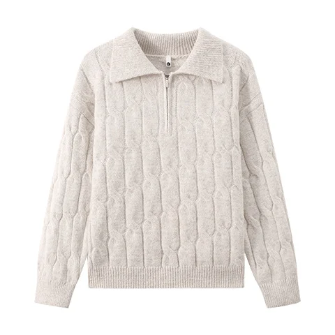 Mens Solid-color Loose-fit Lapel Sweater For Fall And Winter — image 10