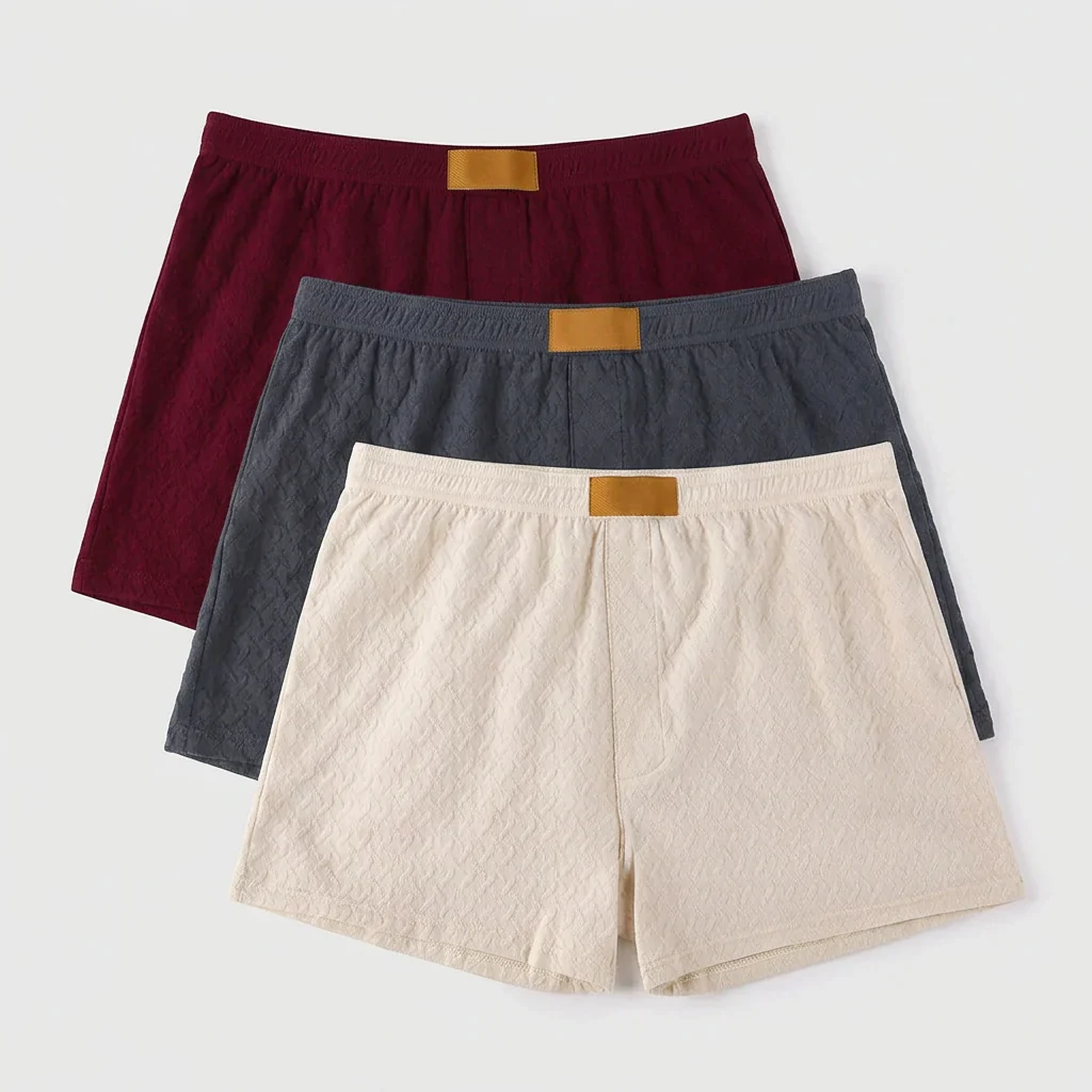 Mens Solid-color Mid-rise Textured Soft Boxer Briefs — image 4