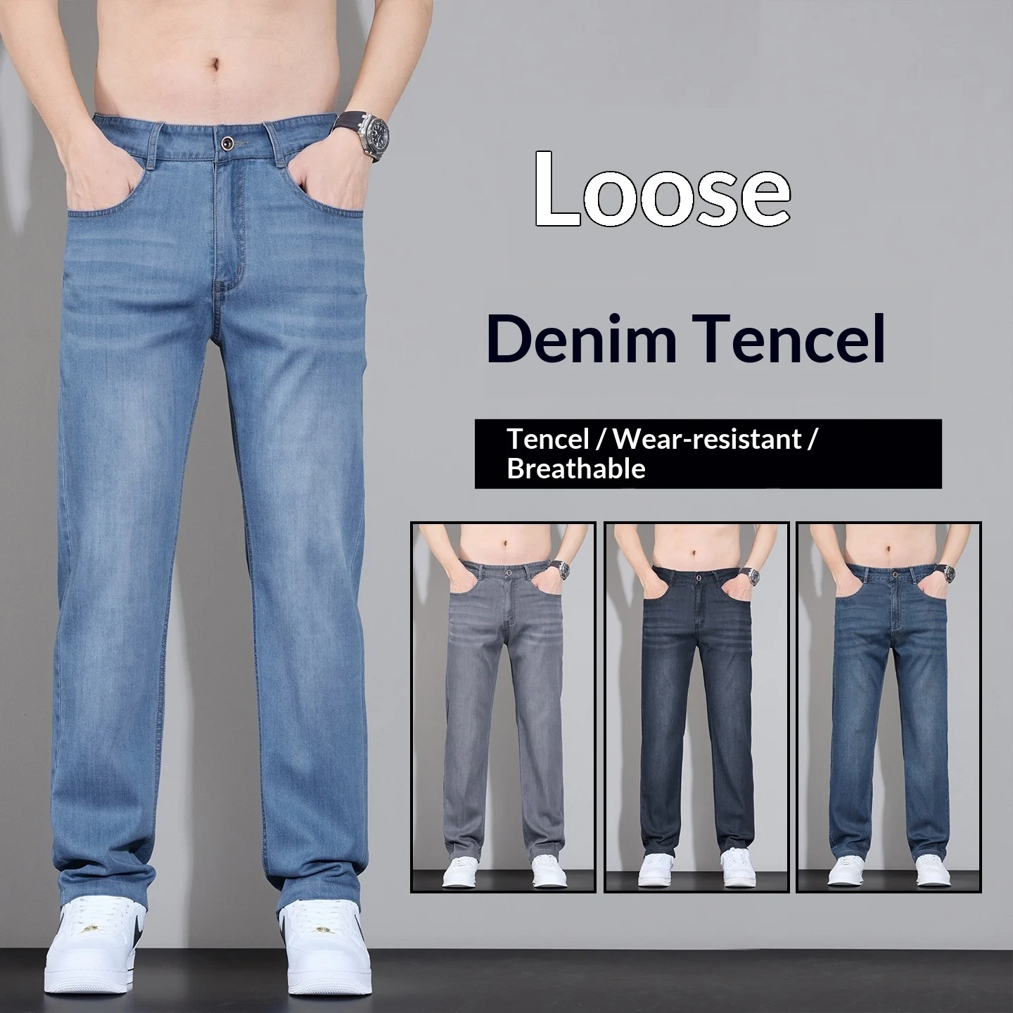 Mens Straight-leg Loose-fit Stretch Wrinkle-resistant Trousers — image 8