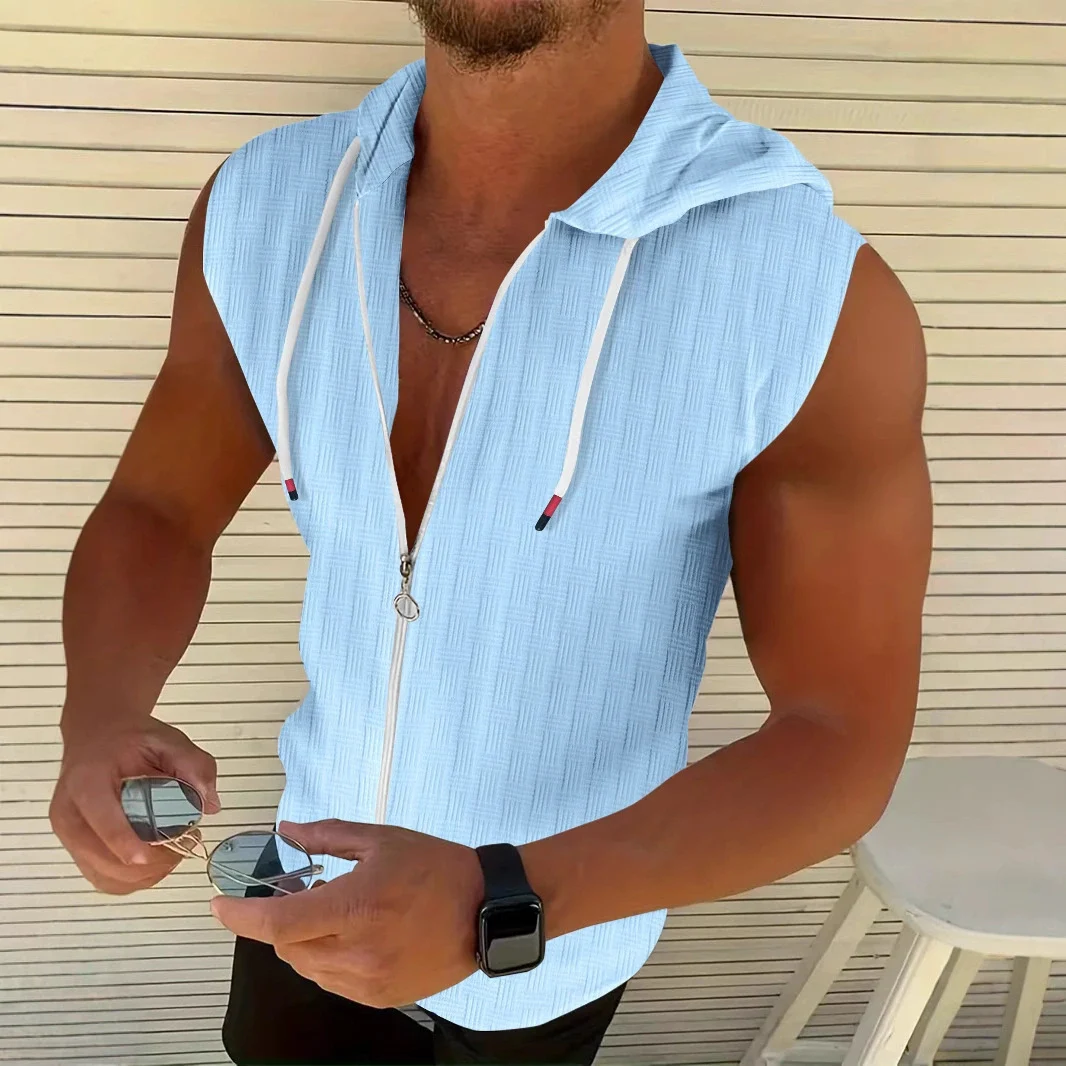 Mens Stylish Sleeveless Hooded Zip-up Cardigan — image 5
