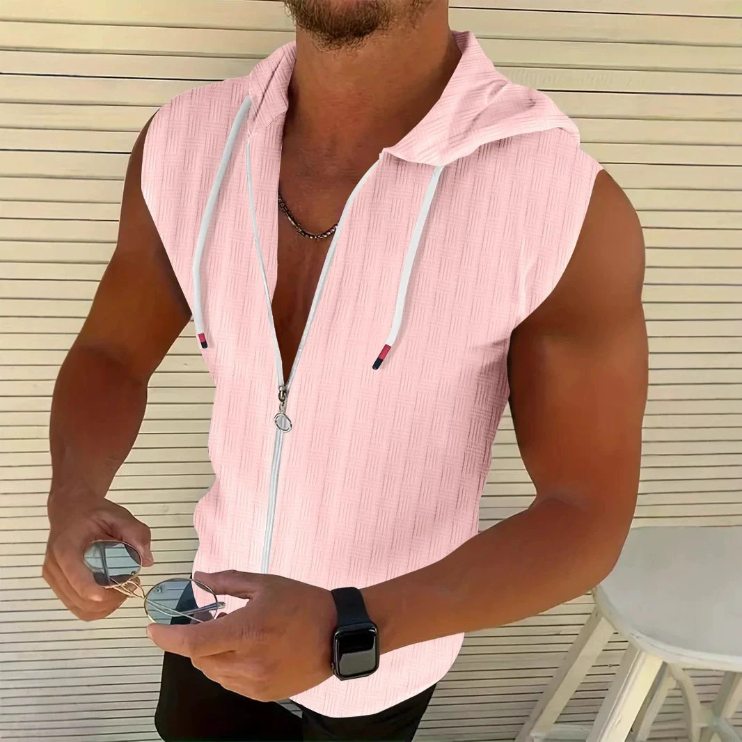 Mens Stylish Sleeveless Hooded Zip-up Cardigan — image 8