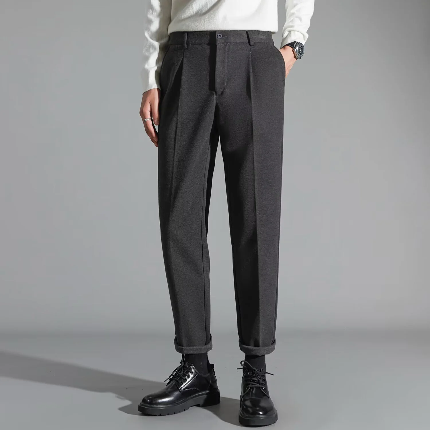 Mens Stylish Slim-fit Wool Casual Pants — image 1