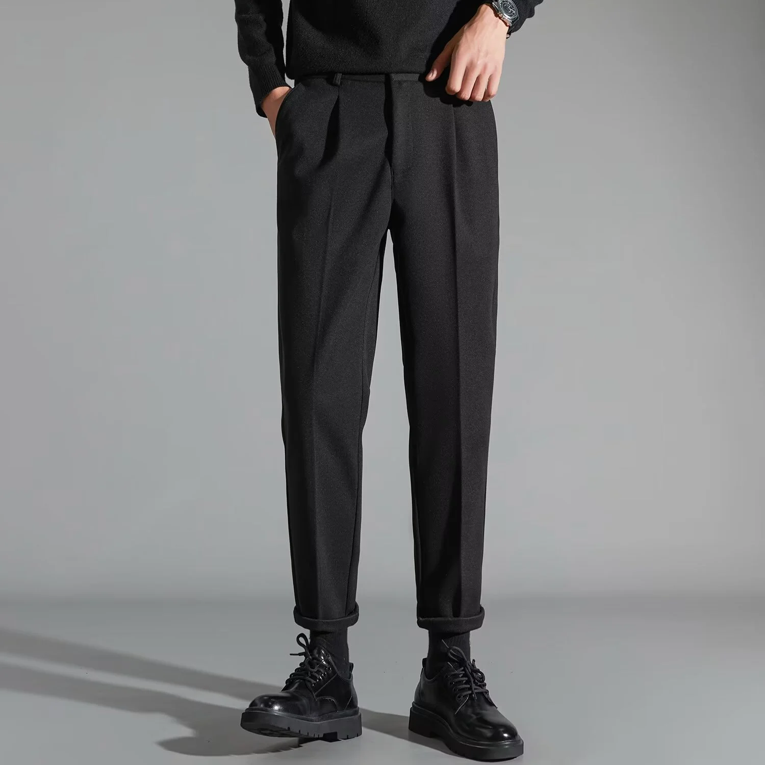 Mens Stylish Slim-fit Wool Casual Pants — image 4