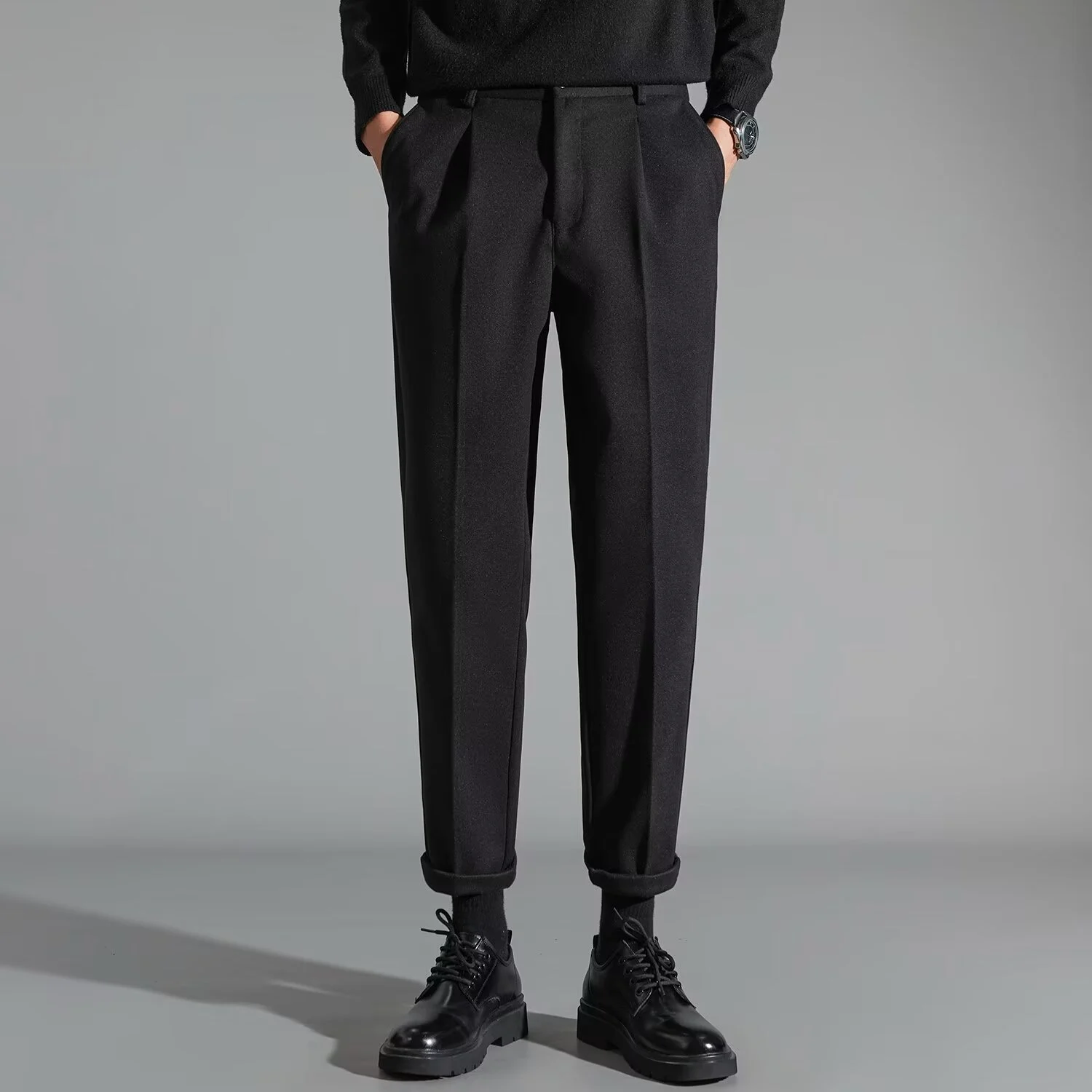 Mens Stylish Slim-fit Wool Casual Pants — image 3
