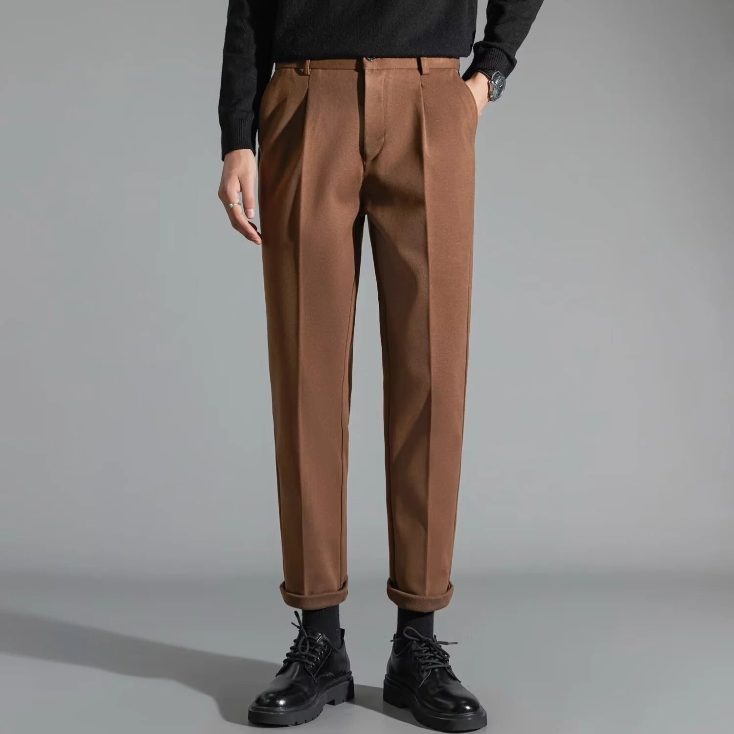 Mens Stylish Slim-fit Wool Casual Pants — image 5