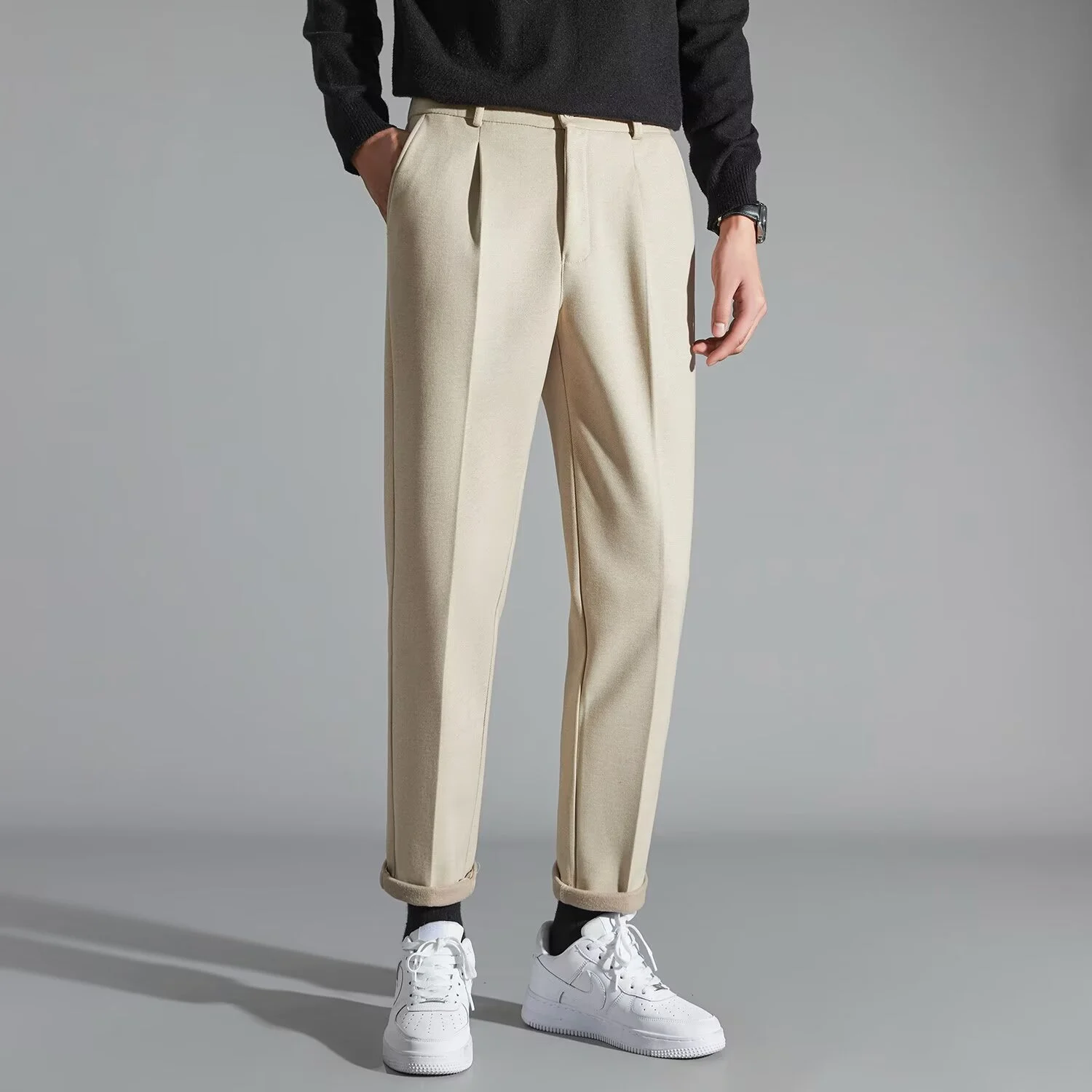 Mens Stylish Slim-fit Wool Casual Pants — image 2