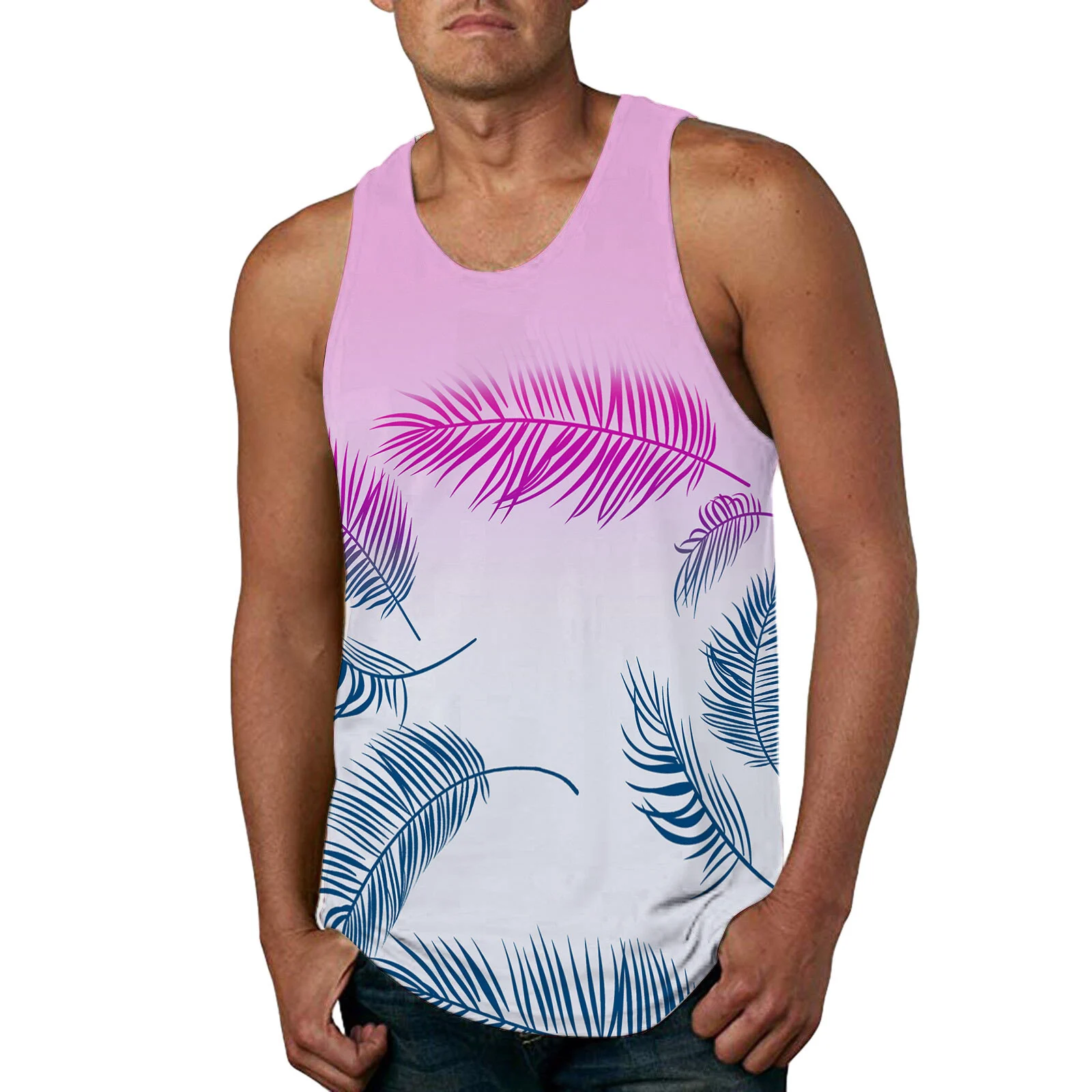 Mens Summer Hawaiian-print Casual Vest — image 3