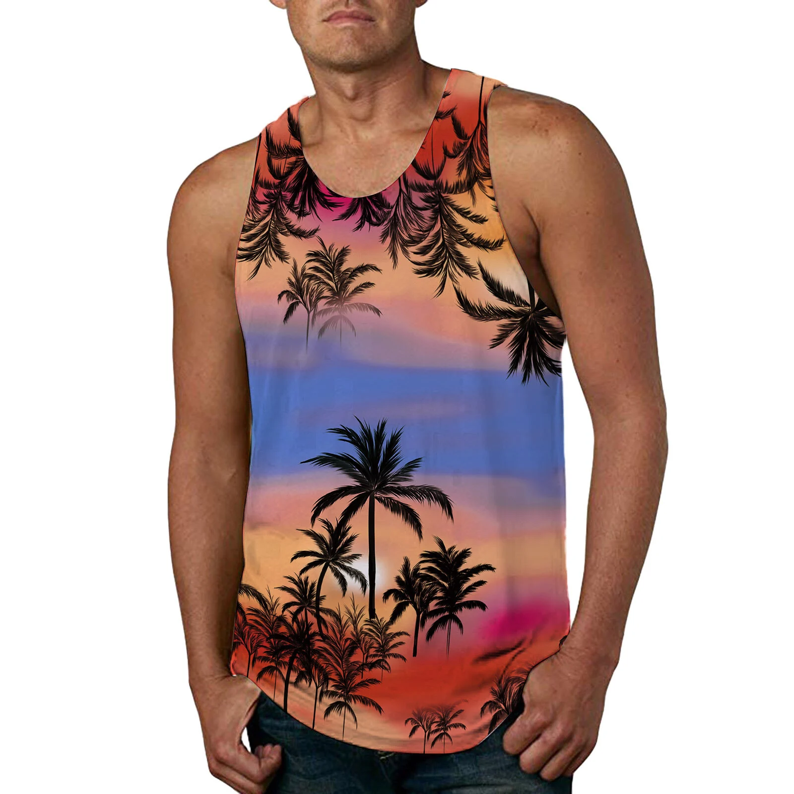 Mens Summer Hawaiian-print Casual Vest — image 11