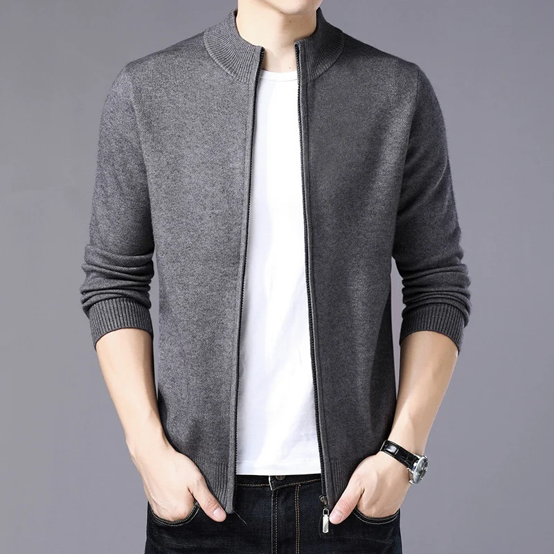 Mens Thickened Warm Solid-color Sweater — image 3