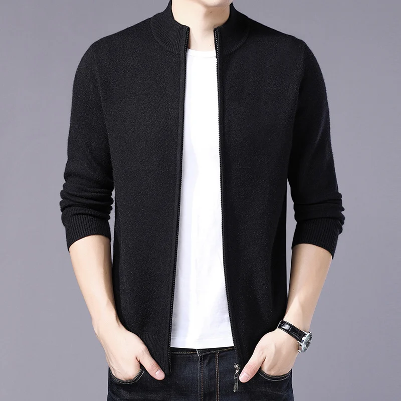 Mens Thickened Warm Solid-color Sweater — image 1