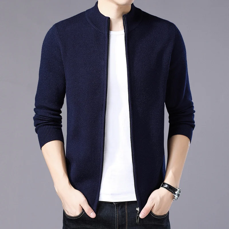 Mens Thickened Warm Solid-color Sweater — image 2