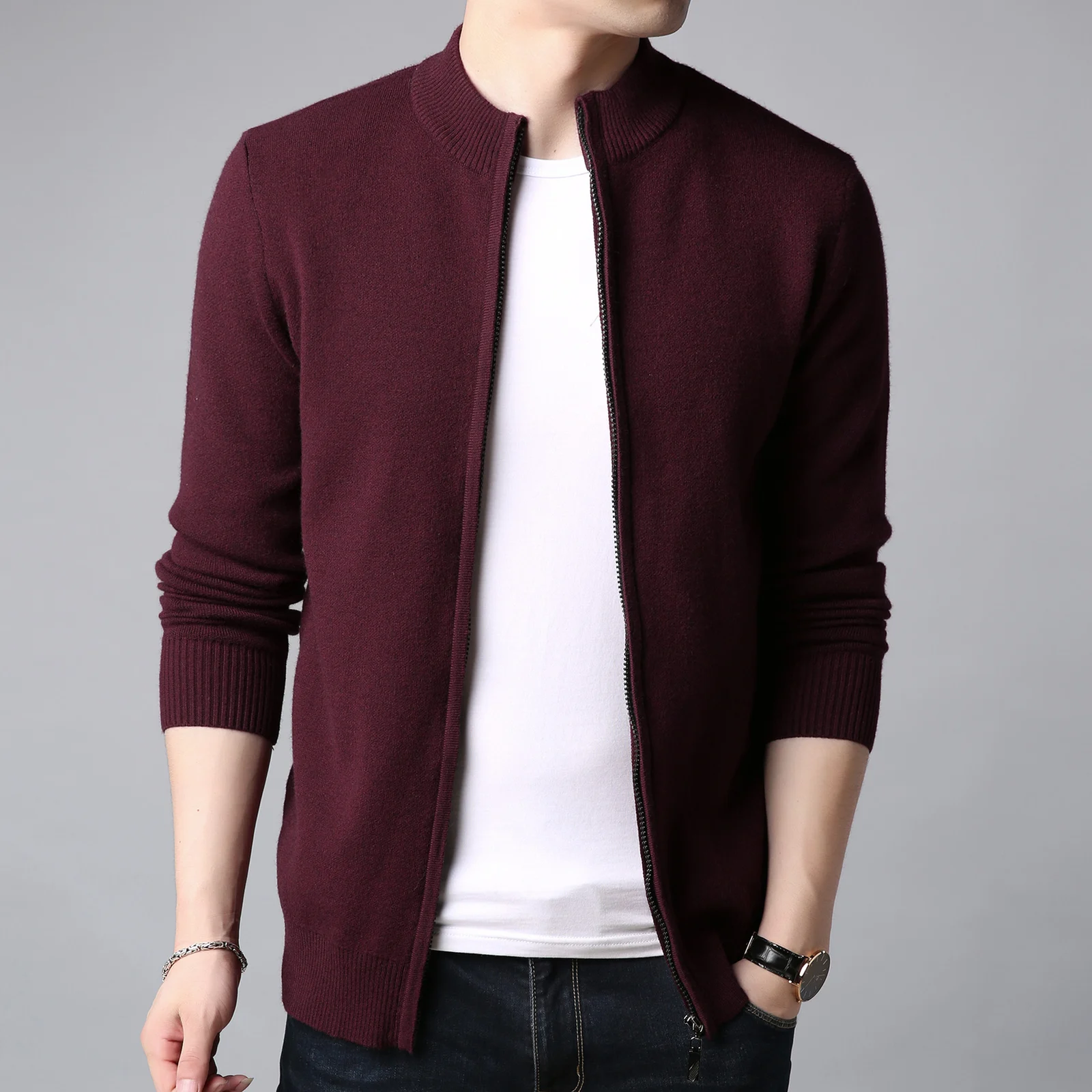 Mens Thickened Warm Solid-color Sweater — image 4