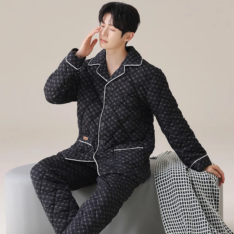 Mens Three-layer Quilted Loungewear For Fall And Winterwear It Indoors Or Out — image 1