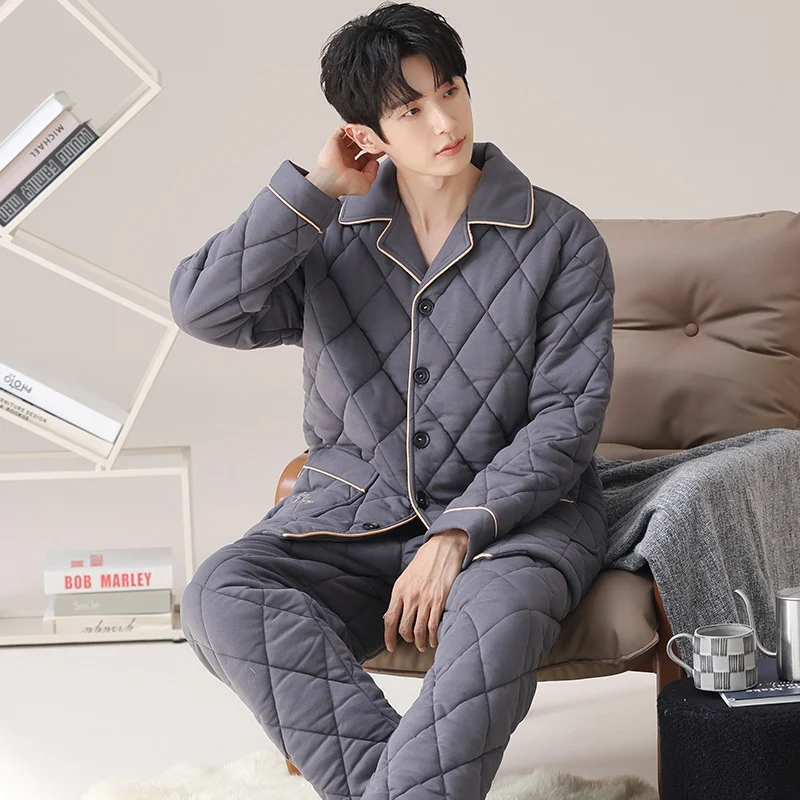 Mens Three-layer Quilted Loungewear For Fall And Winterwear It Indoors Or Out — image 3