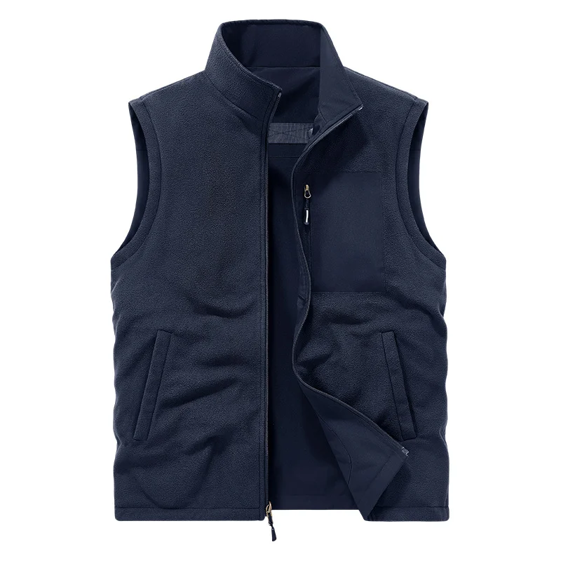 Mens Waterproof Fleece-lined Thickened Thermal Double-sided Vest With A Stand-up… — image 6