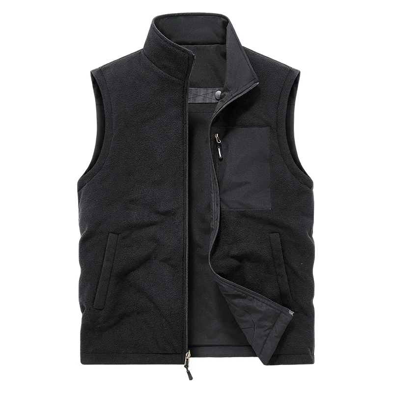 Mens Waterproof Fleece-lined Thickened Thermal Double-sided Vest With A Stand-up… — image 4
