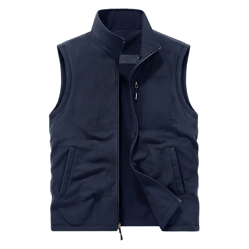 Mens Waterproof Fleece-lined Thickened Thermal Double-sided Vest With A Stand-up… — image 5