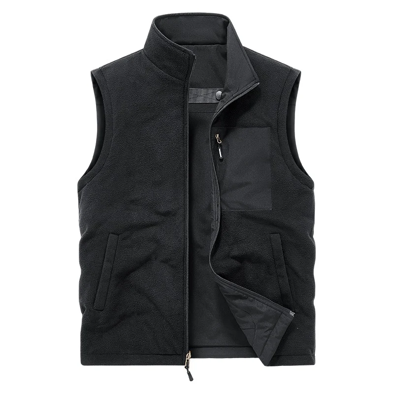 Mens Waterproof Fleece-lined Thickened Thermal Double-sided Vest With A Stand-up… — image 2