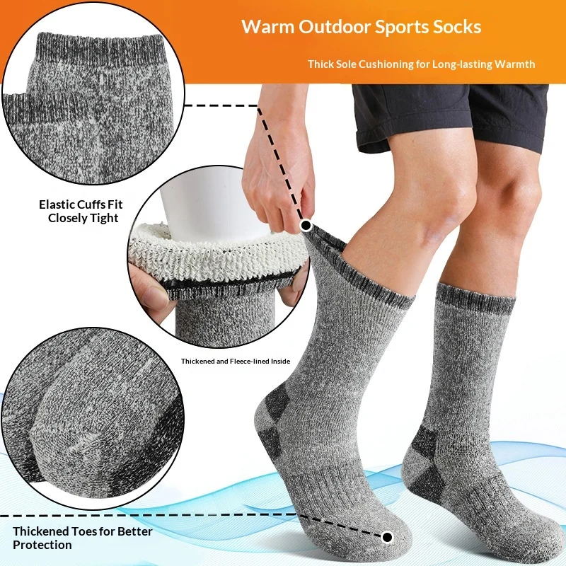 Mens Winter Fleece-lined Thermal Mid-crew Socks For Outdoor Sports And Hiking — image 6