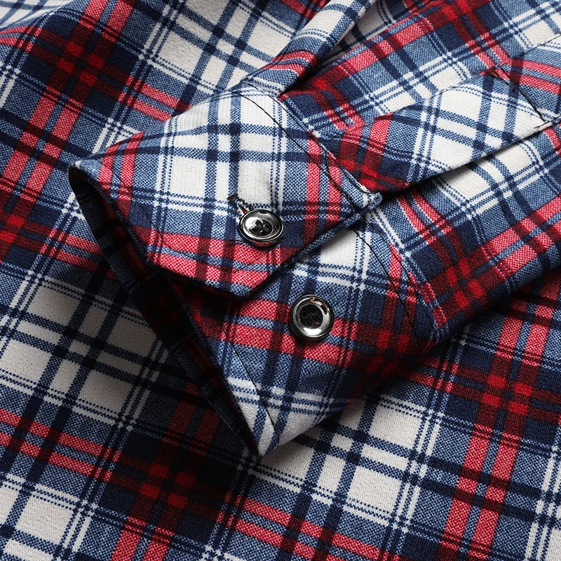 Mens Winter Fleece-lined Thickened Warm-keeping Square-neck Shirt — image 4