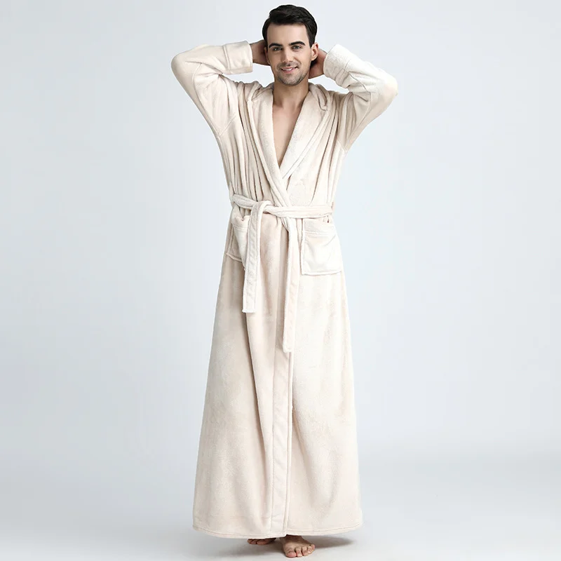 Mens Winter Hooded Thickened Long-style Nightgown — image 10