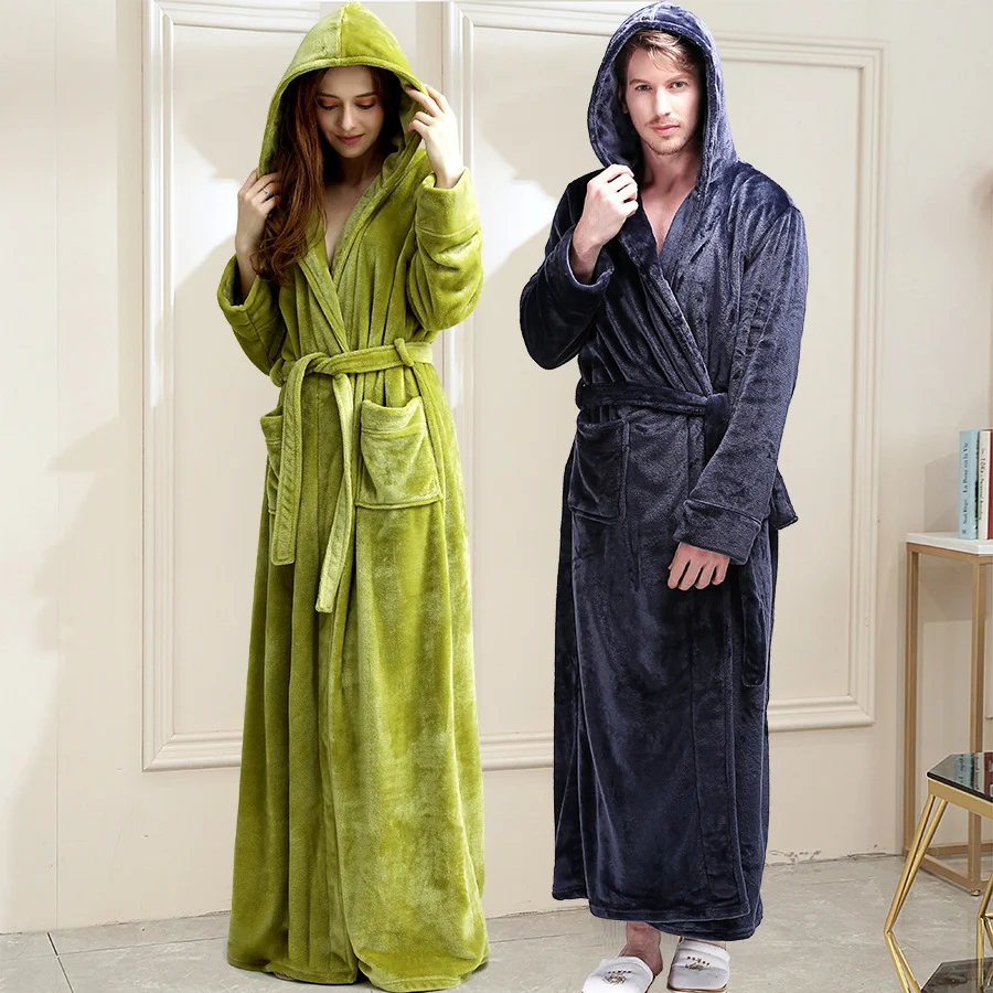 Mens Winter Hooded Thickened Long-style Nightgown — image 7