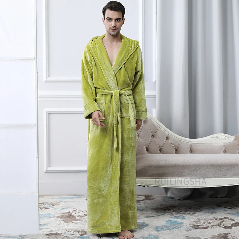 Mens Winter Hooded Thickened Long-style Nightgown — image 11