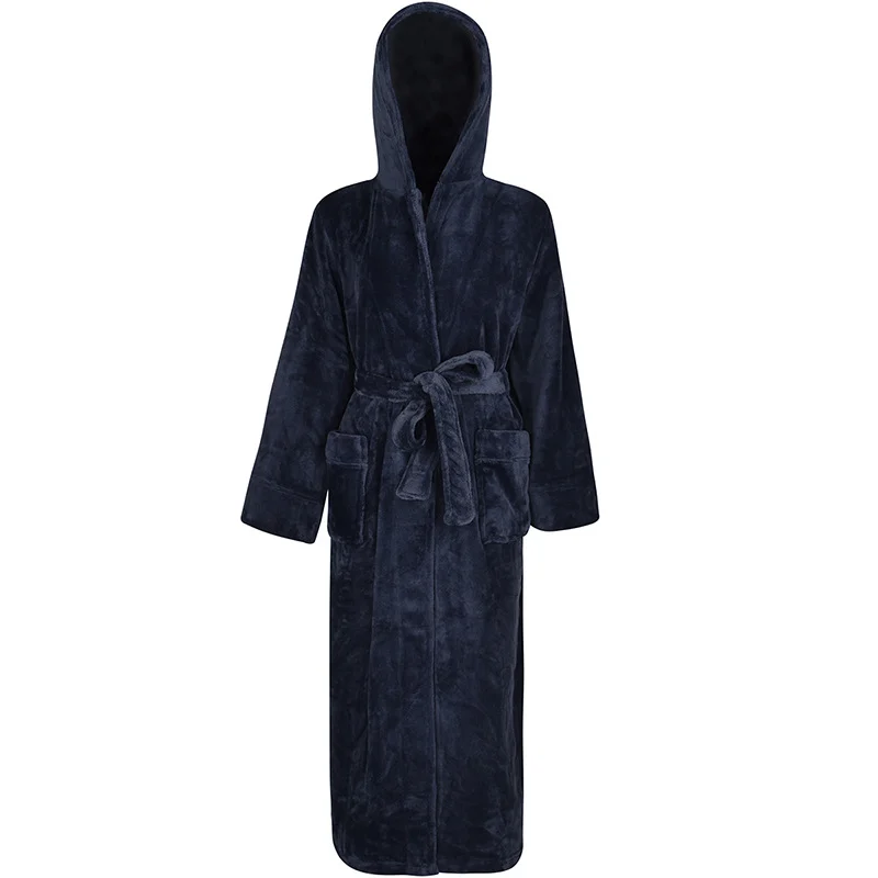 Mens Winter Hooded Thickened Long-style Nightgown — image 2