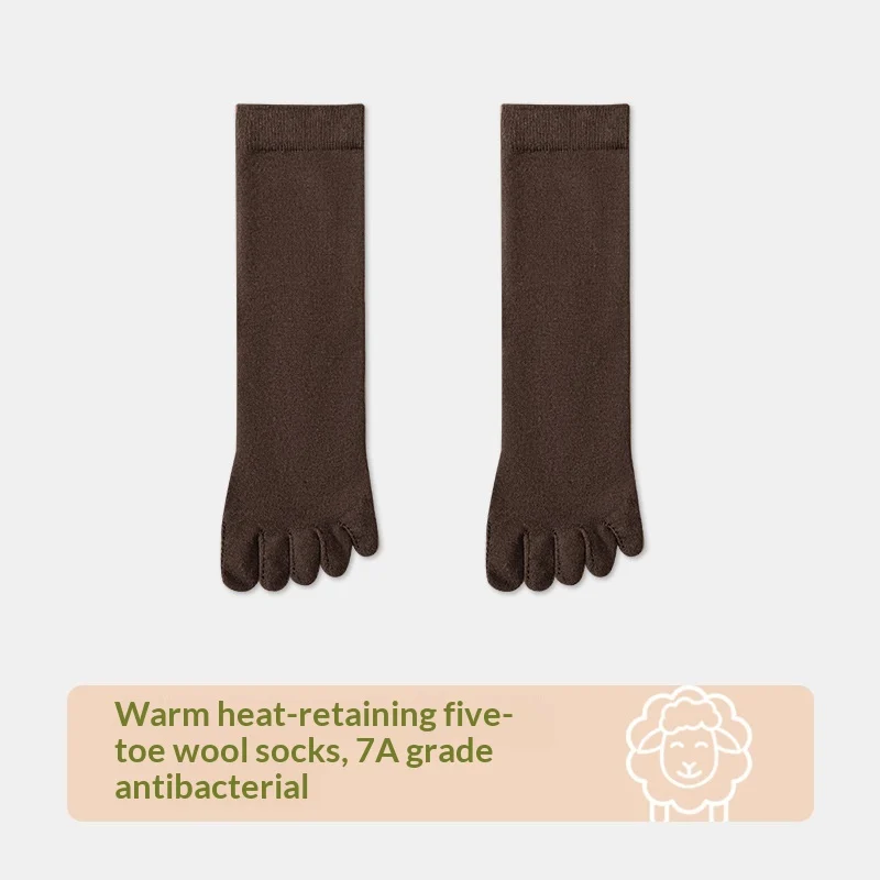 Mens Wool Five-finger Winter Thickened Toe-separating Boneless Cashmere Mid-calf Long… — image 10